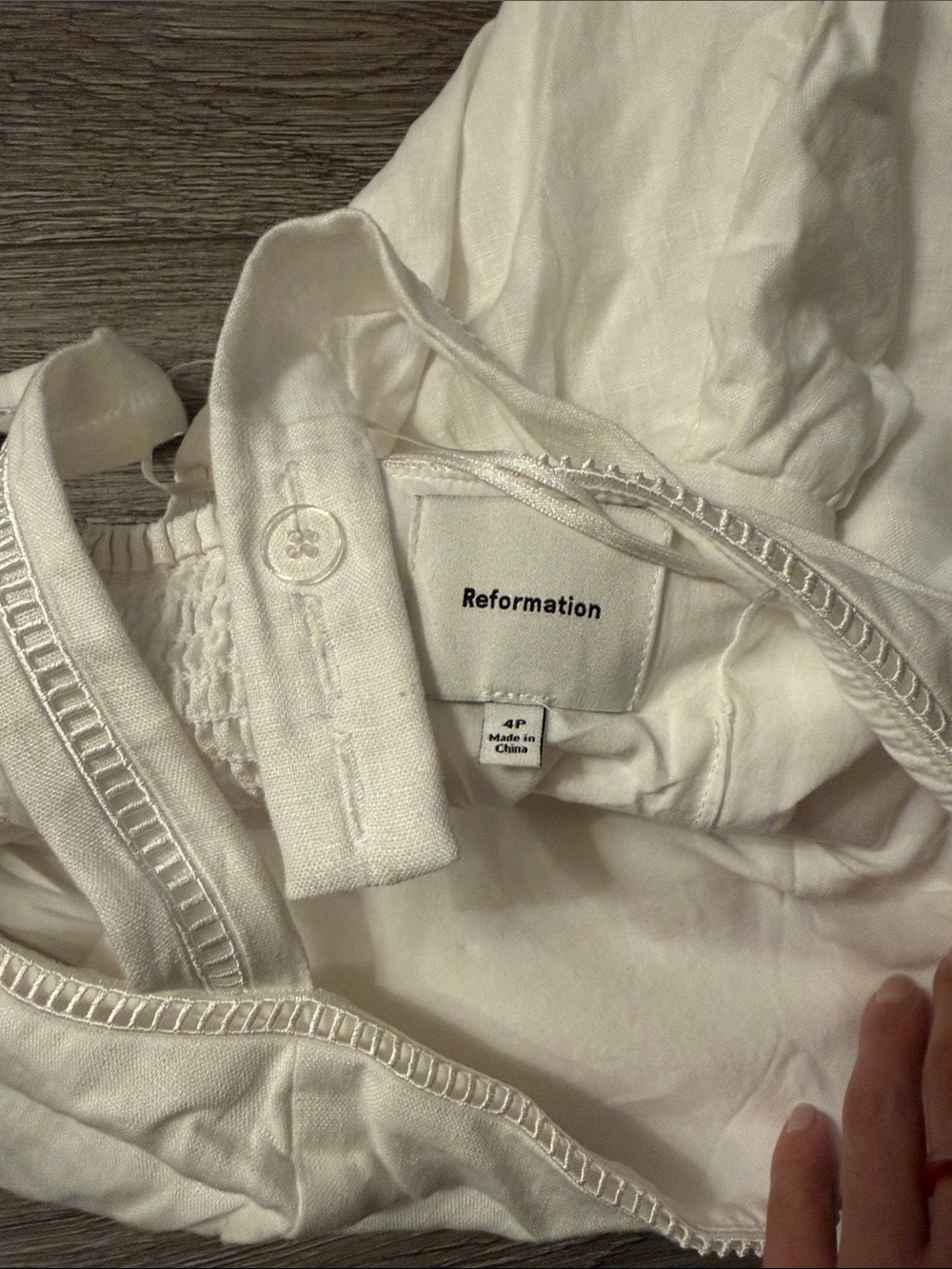 LIKE NEW REFORMATION Petites Everett Linen Dress, White, size 4P - Picture 7 of 8